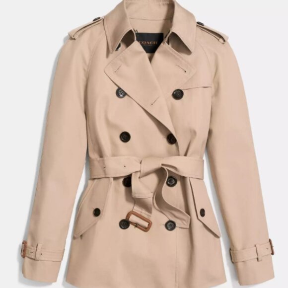 AUTHENTIC Coach Modern Short Trench Coat – Beige, Size XS - Picture 1 of 9